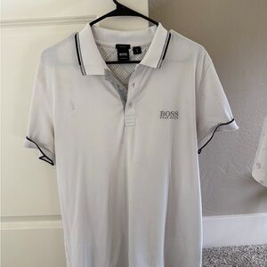 BOSS White Polo with Black Contrast Trim